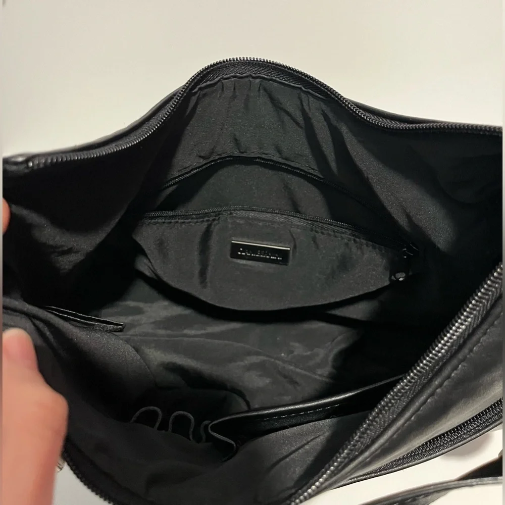 Giani Bernini Nappa Leather Round Hobo Bag Silhouette Black shoulder medium size
